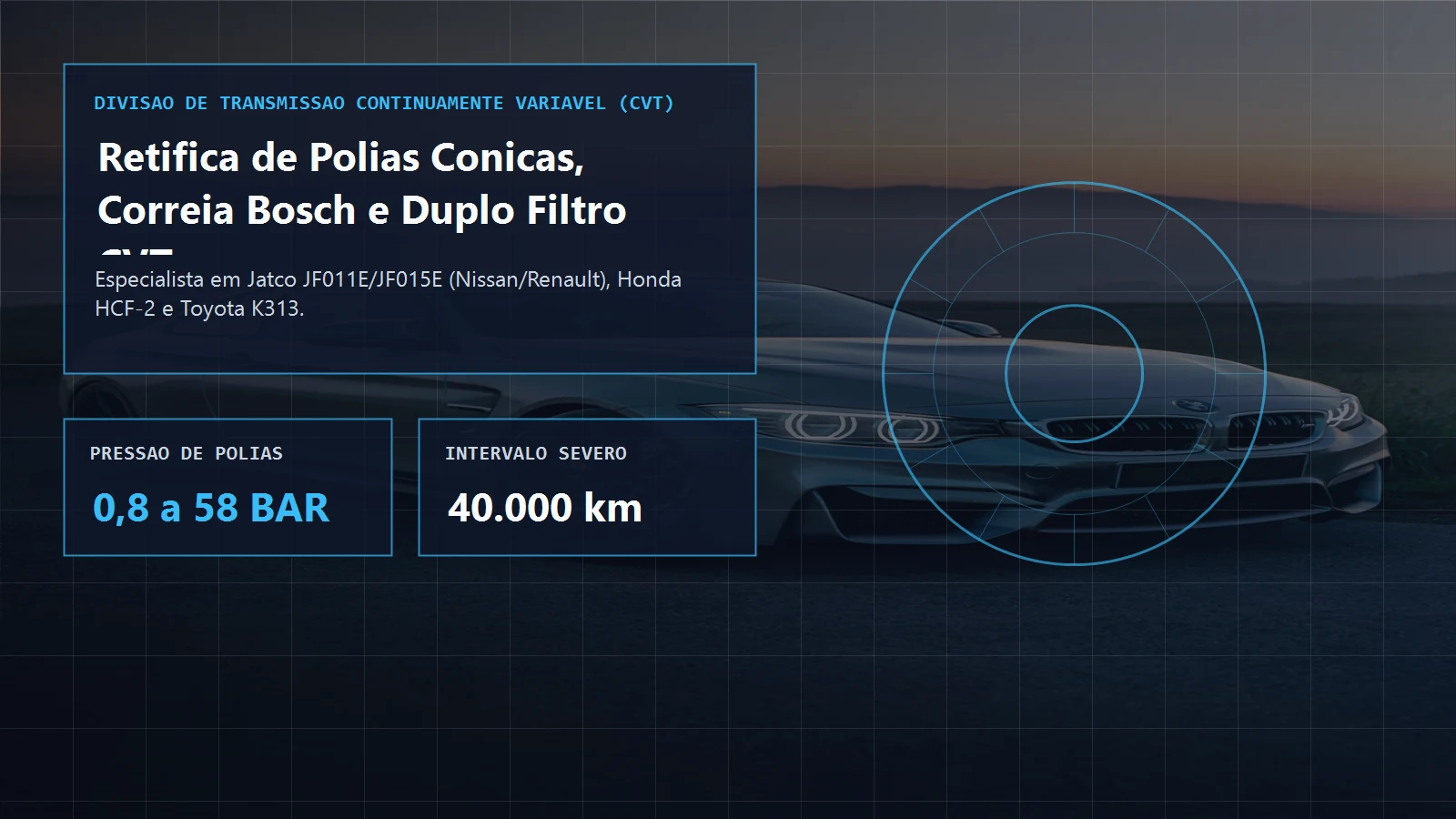 Manutenção e reparo de câmbio CVT com polias variadoras e correia metálica em Osasco