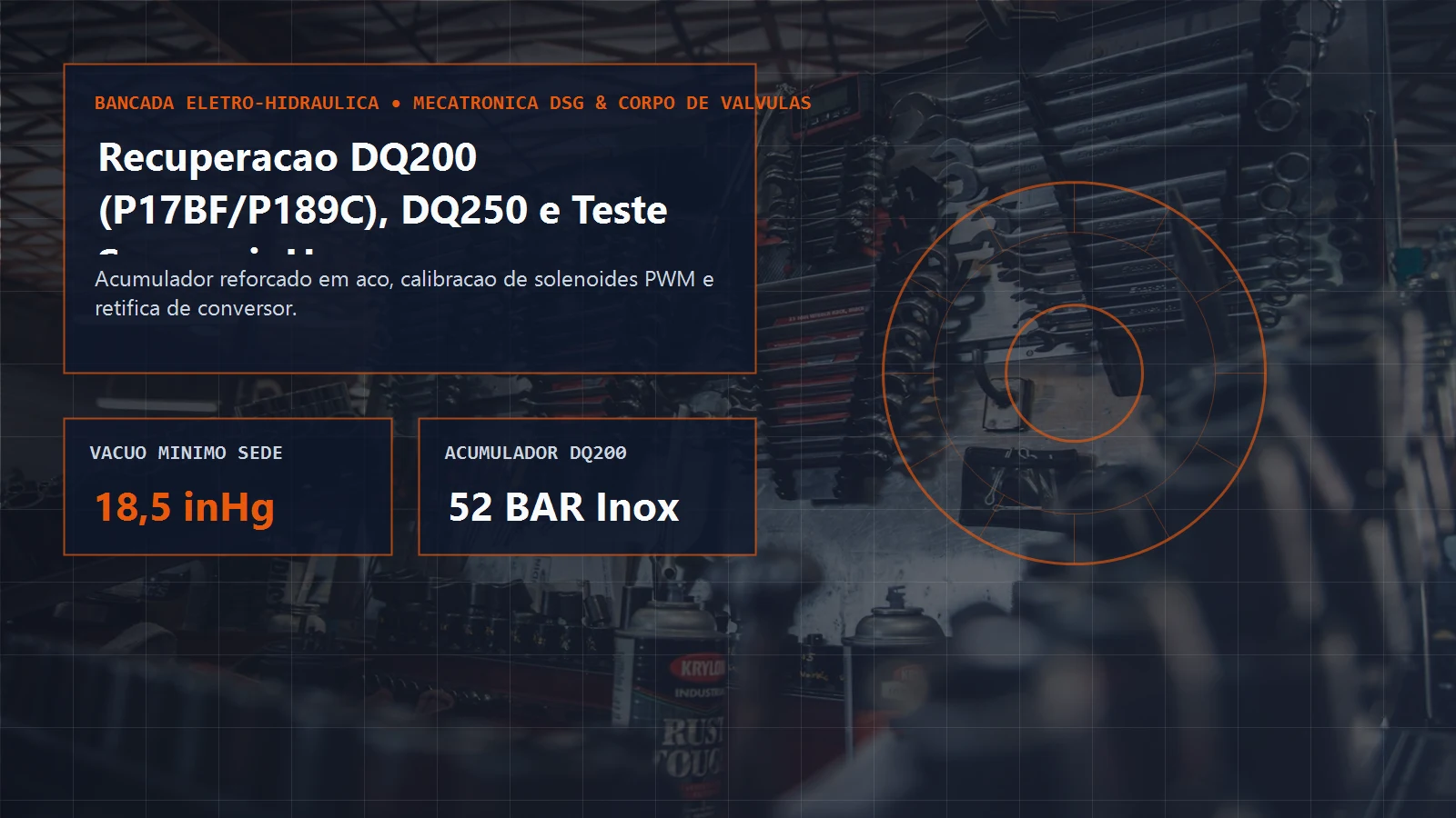 Reparo de mecatrônica de câmbio DSG e corpo de válvulas em laboratório em Osasco