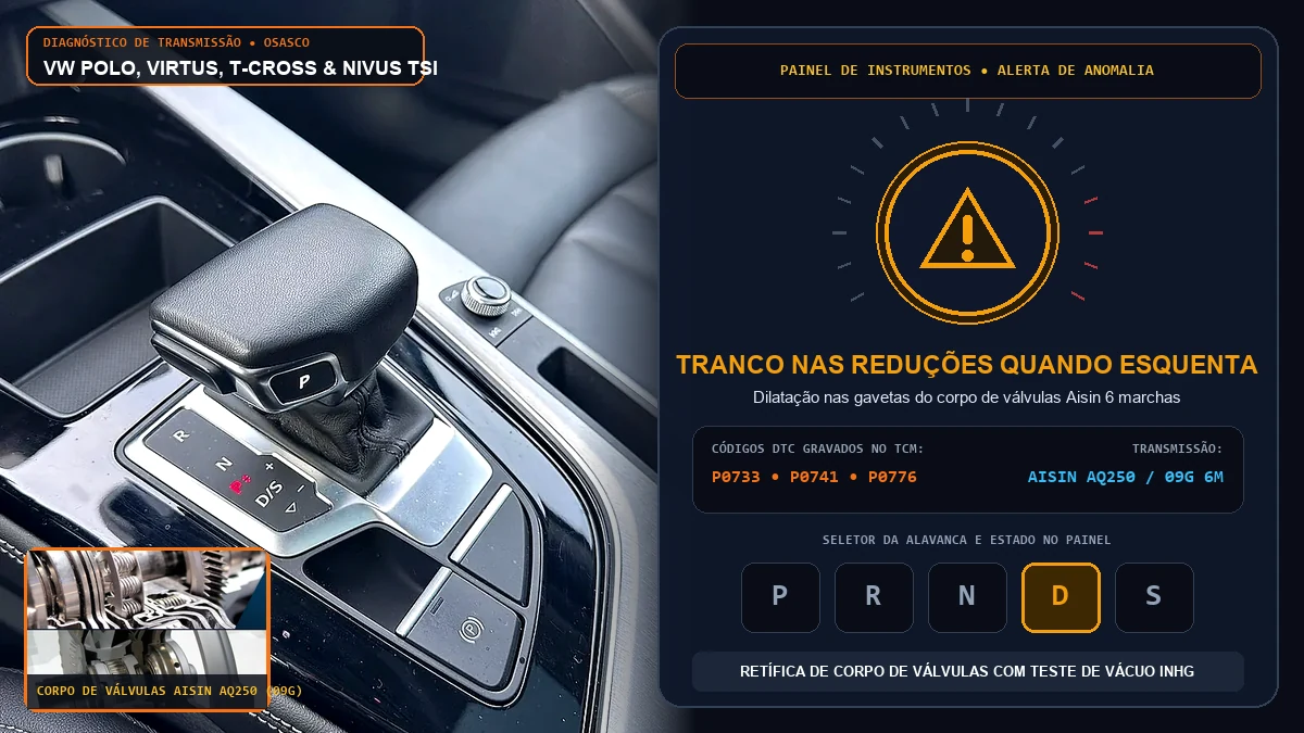 Alavanca de câmbio automático Tiptronic do VW Polo, Virtus, T-Cross e Nivus com tranco quando esquenta em Osasco