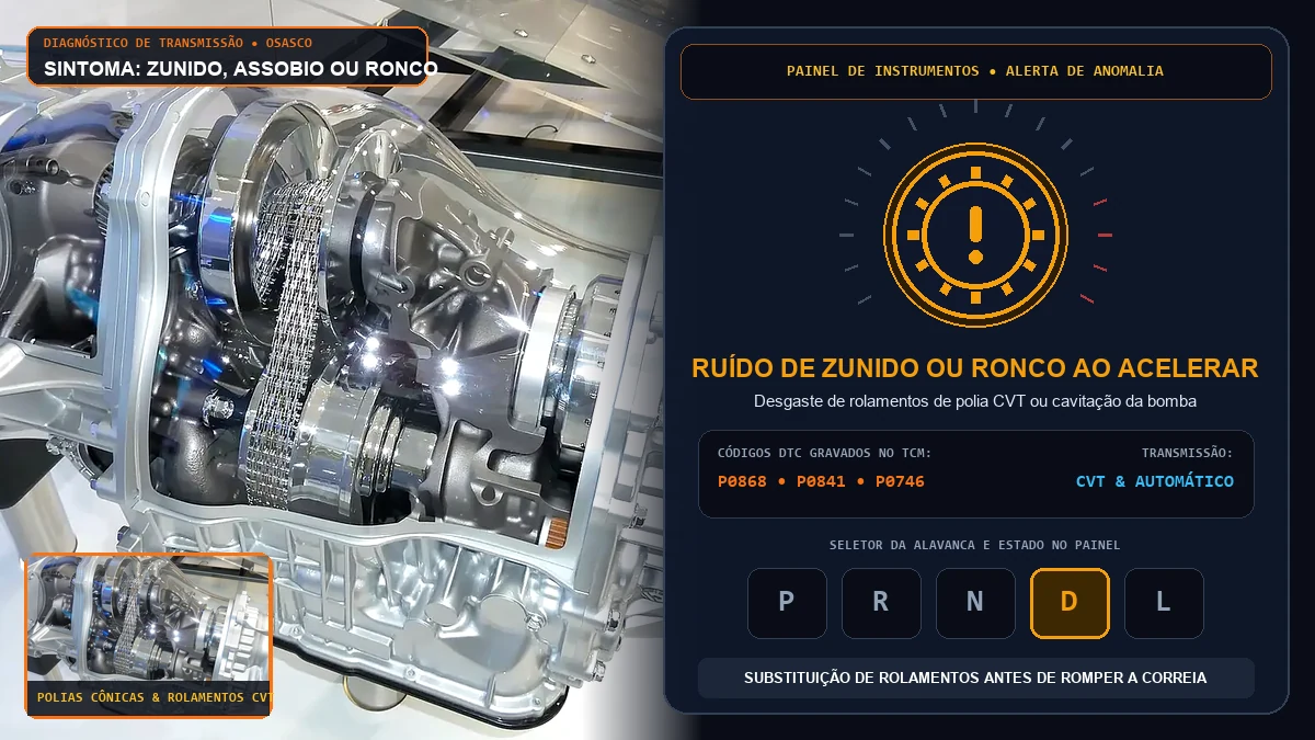 Inspeção acústica de barulho de zunido, assobio e ronco de rolamento no câmbio automático e CVT em Osasco
