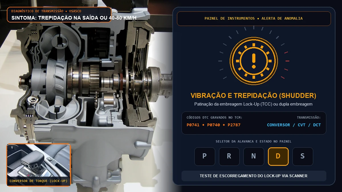 Diagnóstico de carro automático trepidando na saída ou entre 40 e 80 km/h no conversor de torque em Osasco
